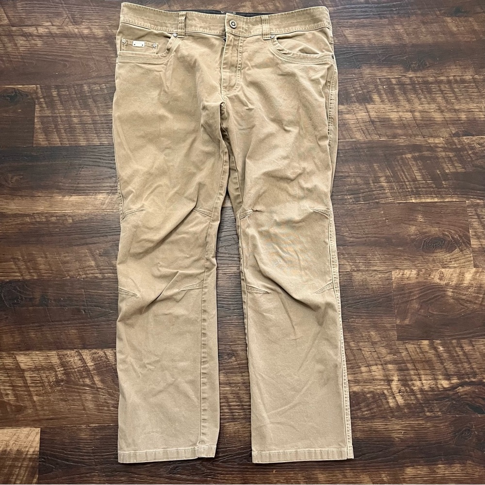 Kuhl Kanvus tan canvas outdoor hiking 5114 pants jean 38x32 actual 38x29 gorp